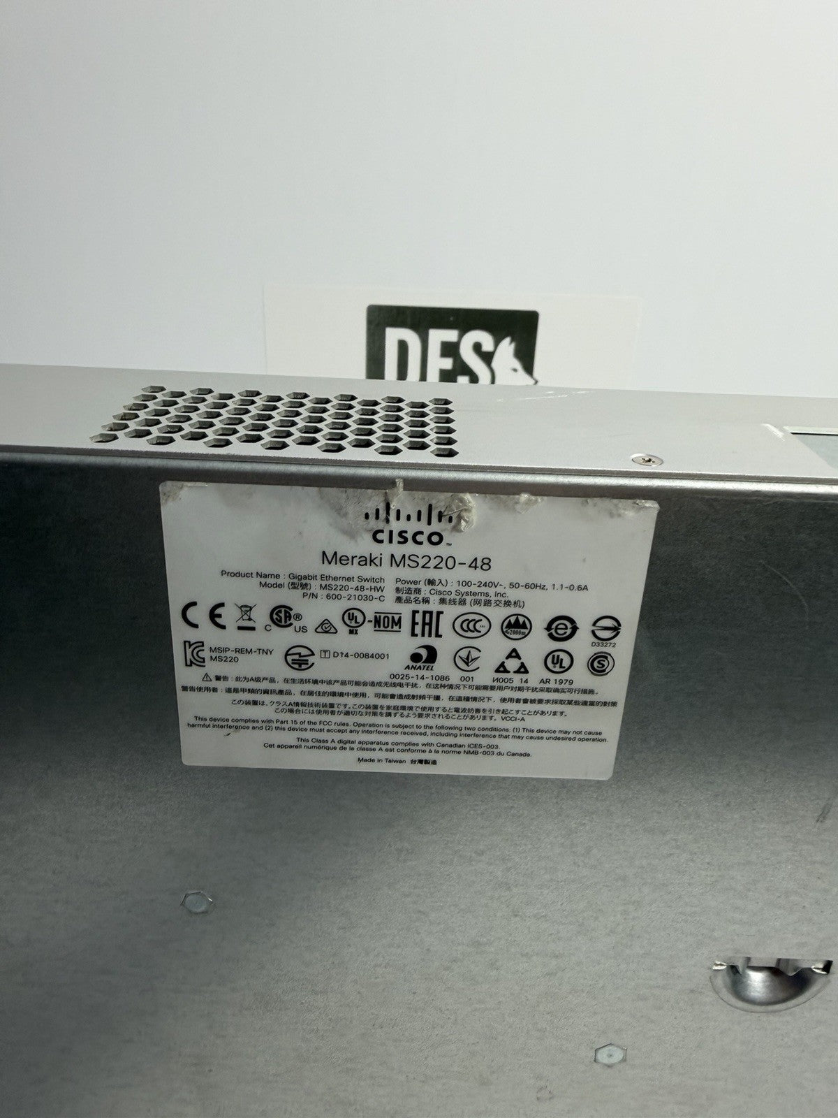Cisco Meraki MS220-48 48-Port Ethernet Switch UNCLAIMED